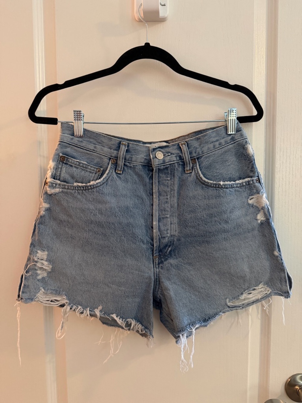 Agolde Dee Light Blue Denim Shorts